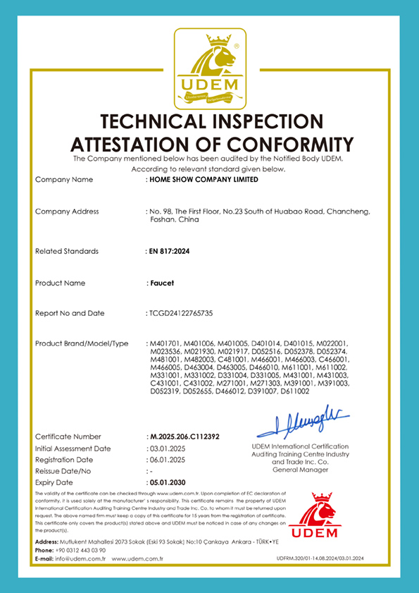 UDEM Technical Inspection Attestation of Conformity